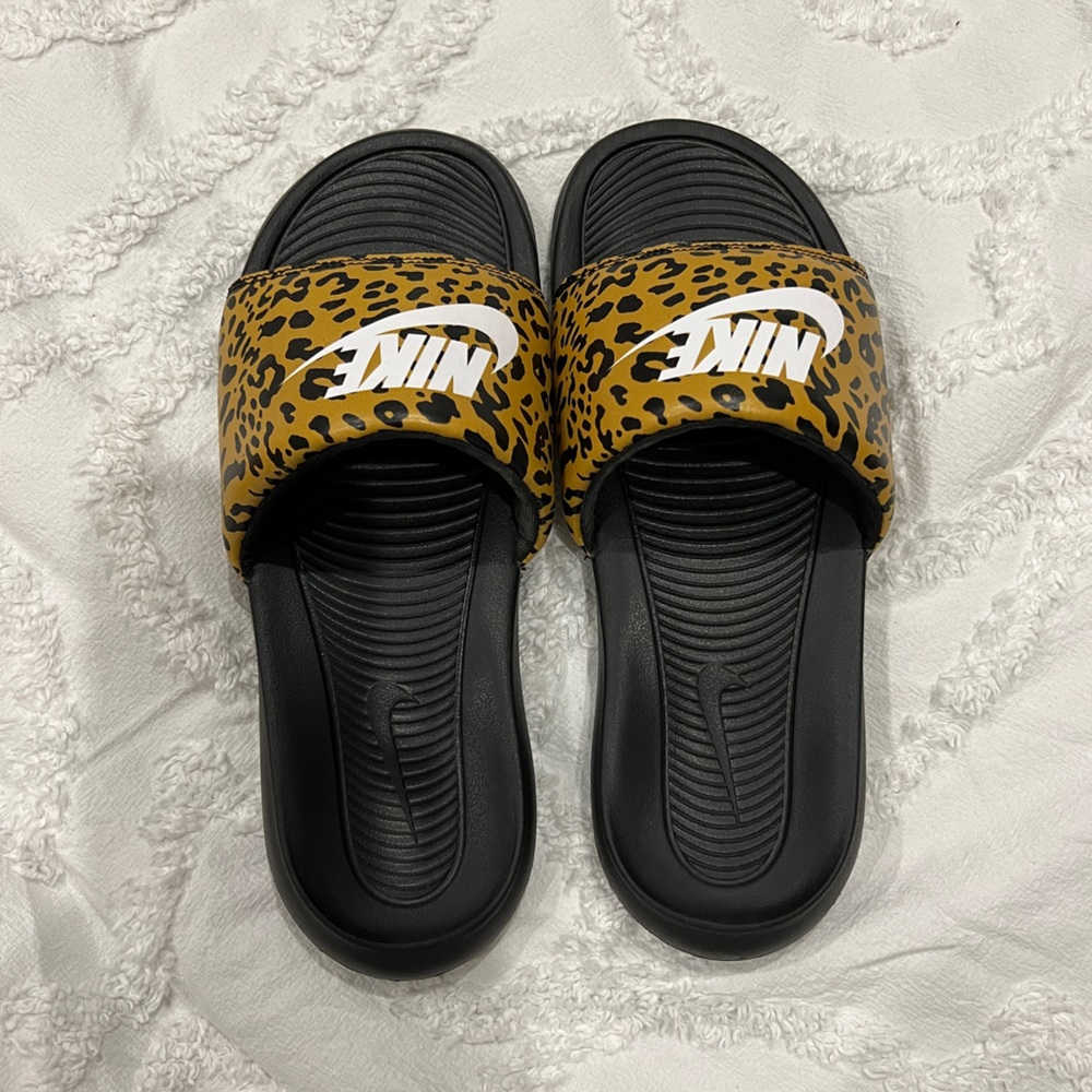 Leopard Nike Slides